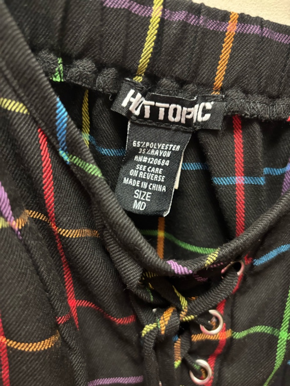 Hot Topic Black Rainbow Grid Lace-Up Mini Dress - Picture 2 of 3